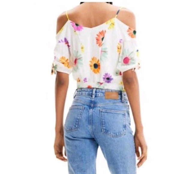 Desigual Womens Short Gathered Floral Blouse M - Picture 2 of 16
